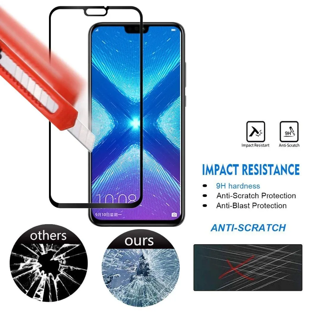 Полное покрытие honor 9 lite защитное стекло 8x8 10 для huawei 8lite защита экрана закаленное