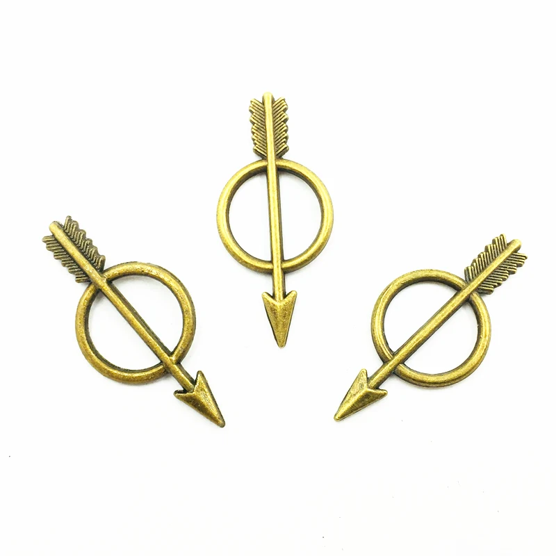 

30Pcs Antique Bronze Tone Arrow In The Round Metal Pendants For Bracelets Necklaces Charms Craft Jewelry DIY Accessories 28mm