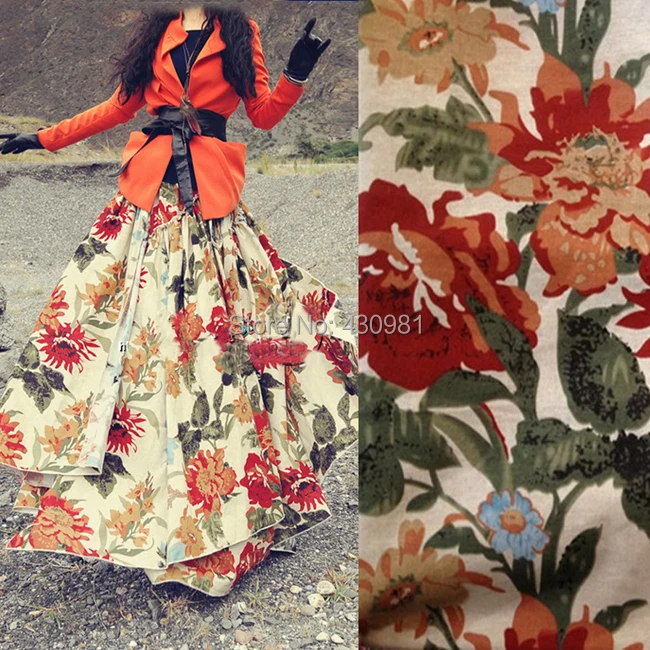 100*145 см натуральный льняной хлопок Материал ретро цветочный дизайн ткань для