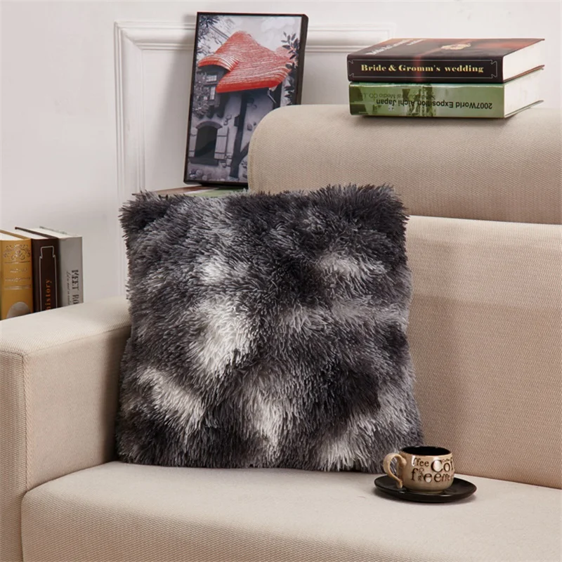 Однотонный плюшевый чехол для подушки мягкая пушистая Наволочка Декор домашние