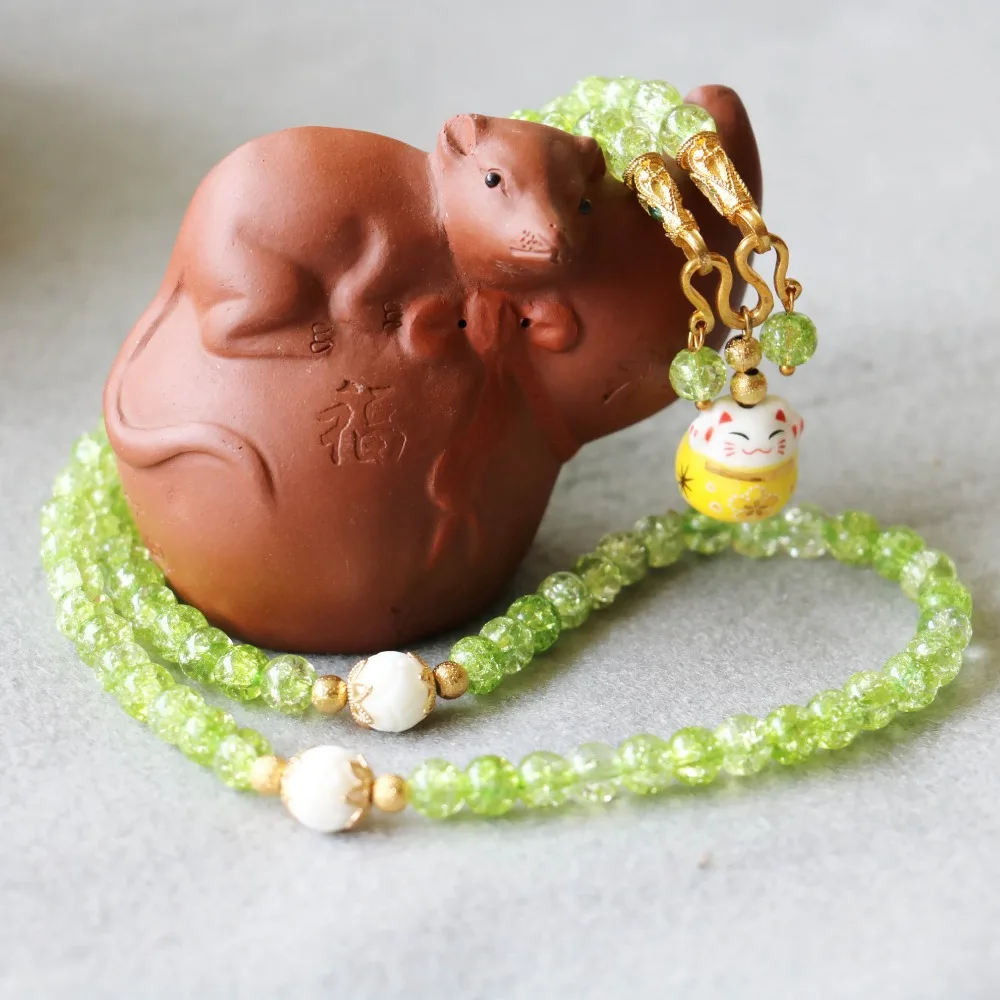 Новый (мини заказ 1) 6 мм Burst Pattern хрустальные браслеты керамические Lucky Cat Подвески