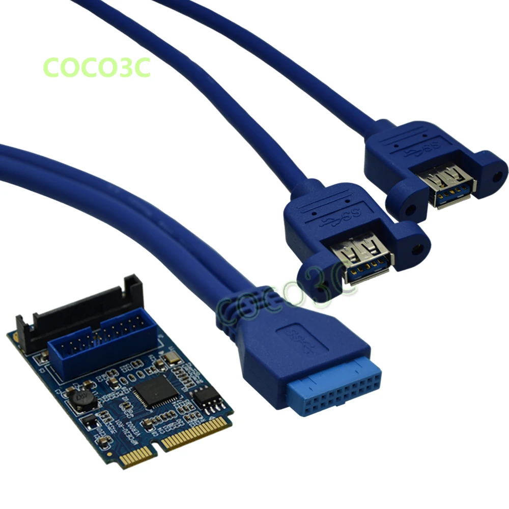 Мини адаптер PCI e на 2 USB 3 0 мини itx расширенный 19 контактный разъем USB3.0 конвертер + 19P