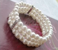 factory wholesale 3r rope chain pearl bracelet8mm pearl 3 storey braceletfine quality low price white pearl wdding bangle