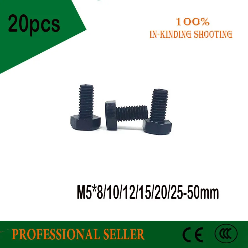 

20pcs M5*8/10/12/15/20/25-50mm PA66 Black Plastic Nylon External Hex Screw Outside Hexagon Machine Screws Hex Bolts