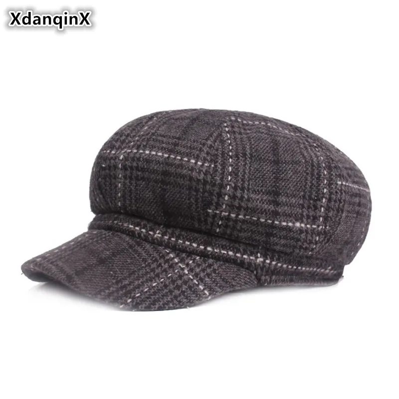 

XdanqinX Women's Cap Autumn And Winter Thick Warm Newsboy Caps Elegant Fashion Painter Hats For Women Brand Female Winter Hat