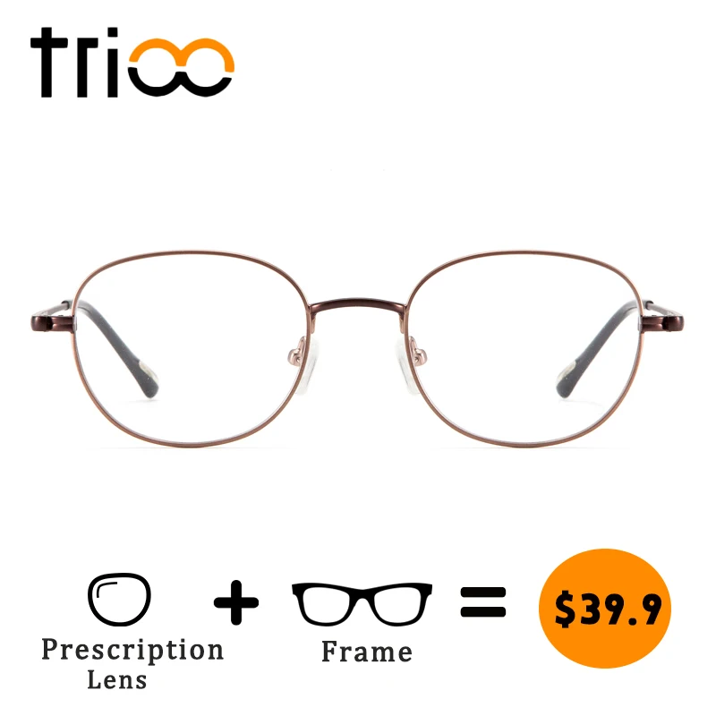 

TRIOO Bronze Metal Retro Glasses Round Myopia Clear Vintage Eyewear Prescription Fashion Graduate Minus Eye Glasses 1.61 1.67