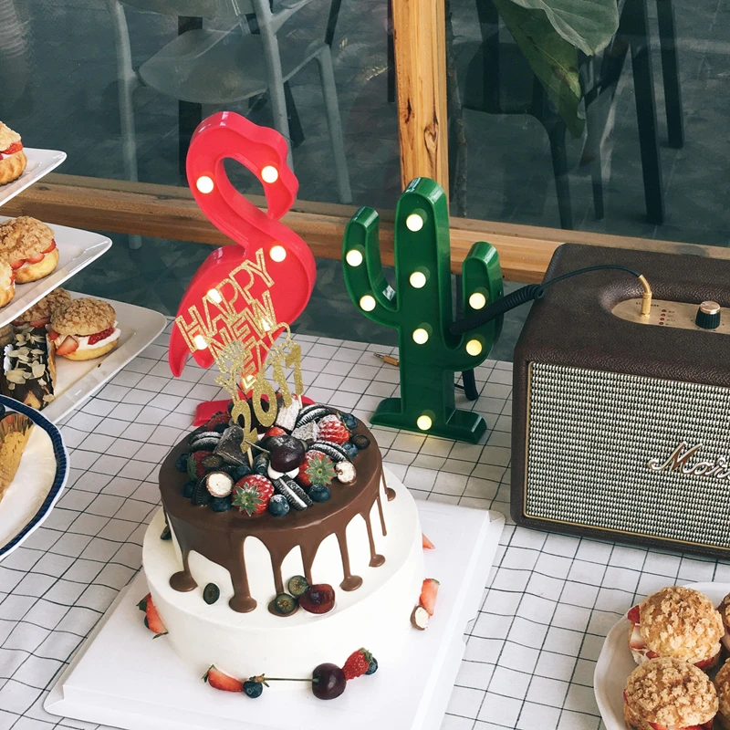 YNL 3D светодиодный ночник для малышей детей фламинго ананас кактус звезда