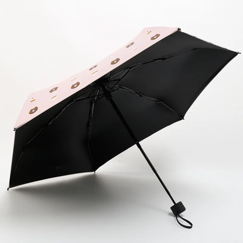New Show Brown Bear Five Folding Mini Pocket Black Coating Parasol Umbrella Rain Women Kids Paraguas Easy To Carry Parapluie | Дом и сад