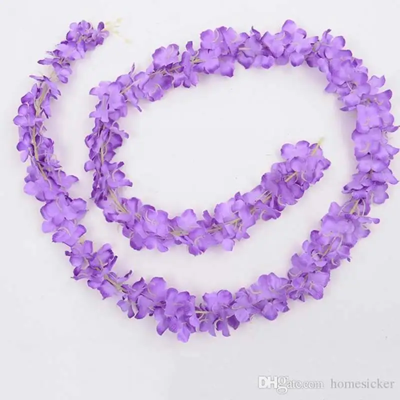 2m Long Wisteria vine Rattan flowers for Wedding Arch party decoration white Vine Artificial flowers Garland