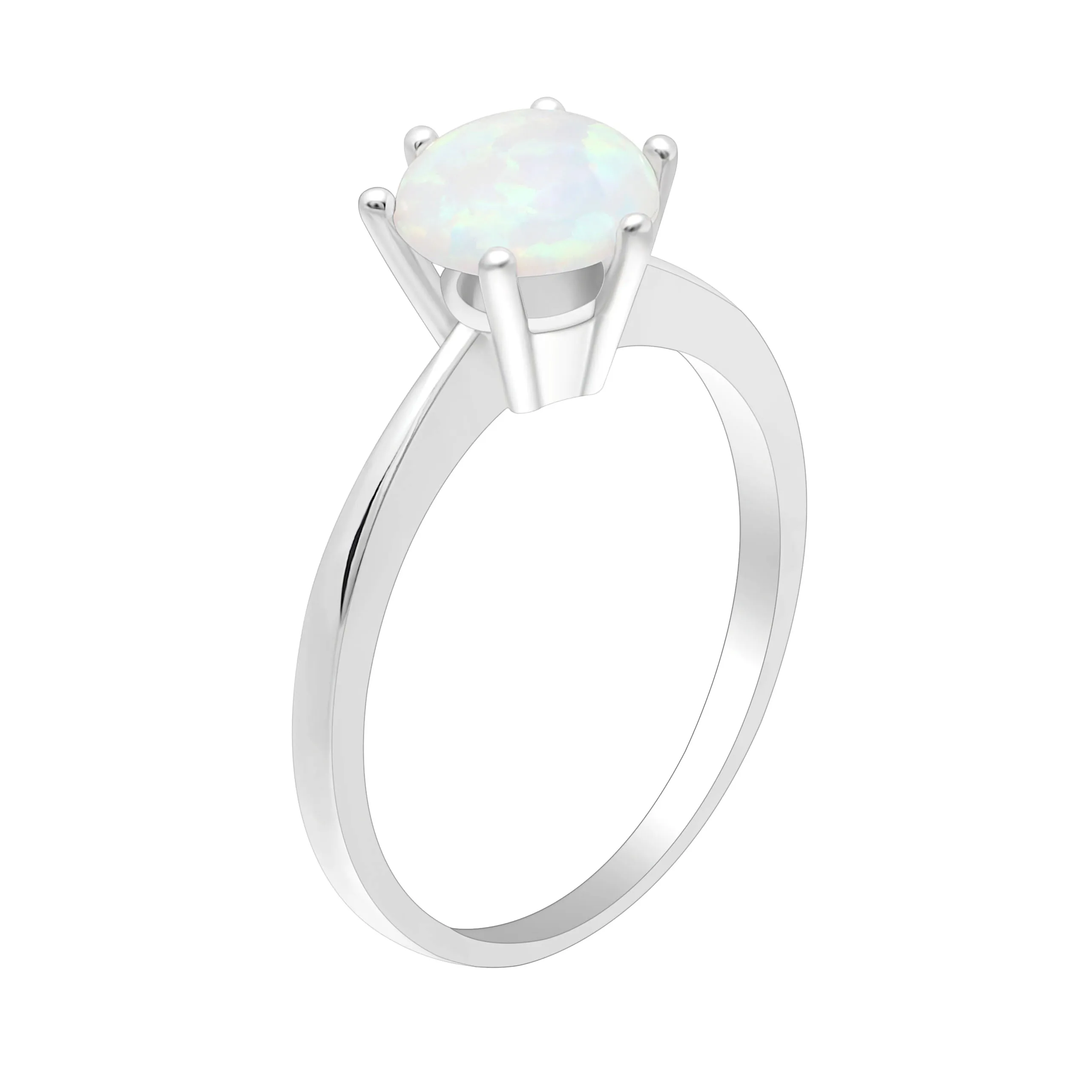 

X-Jue Elegant Silver Color promise Rings Simple White Fire Opal Jewelry Wedding Engagement Rings For Women Valentines Day Gifts