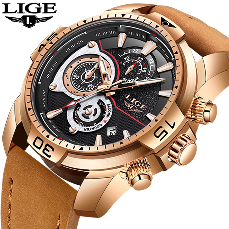 2018 LIGE для мужчин s часы лучший бренд класса люкс мужчин's Военная