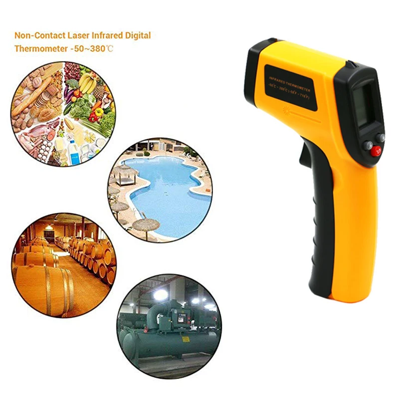 

Temperature Gun Non-contact Digital Laser Infrared Ir Thermometer -58 to 716 -50~380 Instant-read Handheld