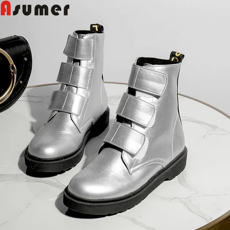 ASUMER/2020 Новые осенне зимние ботинки с круглым носком без застежки на низком