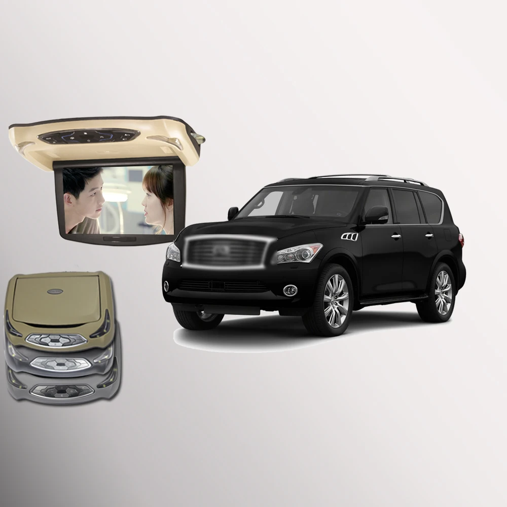 

BigBigRoad For Infinit QX56 Car Roof Mounted In Car Digital Screen Support HDMI USB FM TV Game IR Remote Flip Down Monitor DVD