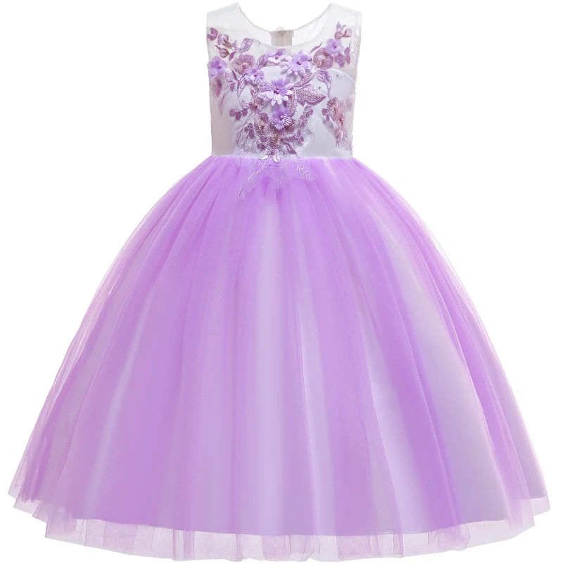 

Gorgeous girl's Wedding Dress Sleeveless Long Sequin embroidery princess elegant Party evening dress Children clothing for kids