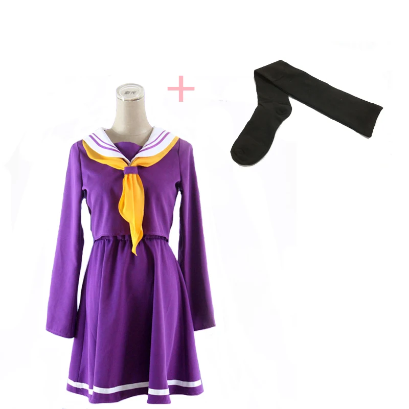 clothes and socks Аниме игра Нет игры нет жизни Косплей Костюм Широ Хэллоуин Женская одежда carival платье парики костюм моряка японская школьная форма - Цвет: clothes and socks