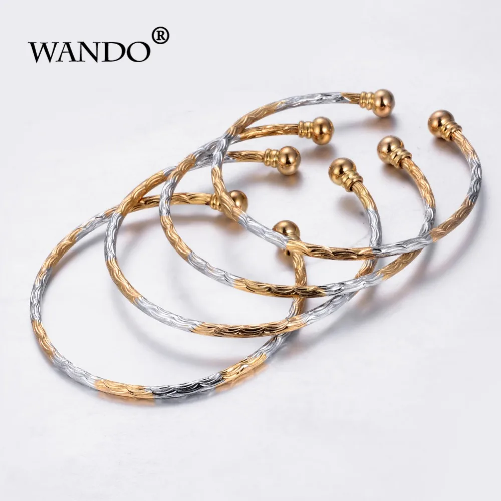 WANDO 4 шт./лот тонкий Открытый браслет Женский Эфиопский золотой цвет Дубай невеста