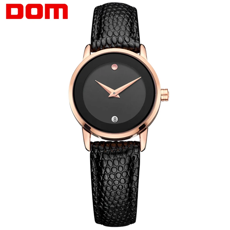 

women watches DOM luxury brand waterproof style quartz leather gold nurse watch GS-1075
