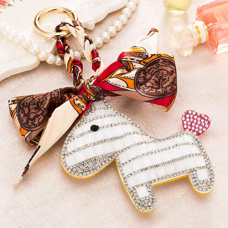 

Fashion Accessories Scarves Key holder Bowknot With Horse Exquisite Decoration Tassels Keychains Women Bag Charm Pendant CH928