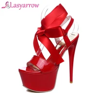 lasyarrow sexy women shoes open toe lace up heels sandals woman sandals thin heels shoes platform cross tie shoes female rm062
