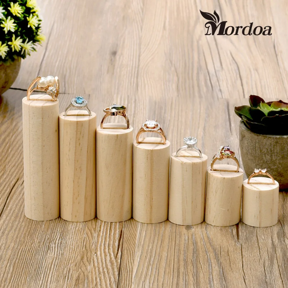 

2016 Year New Lot of 7 Wood Ring Display Holder Wood Jewelry Display Stand Ring Showcase Ring Display Stand Free Shipping