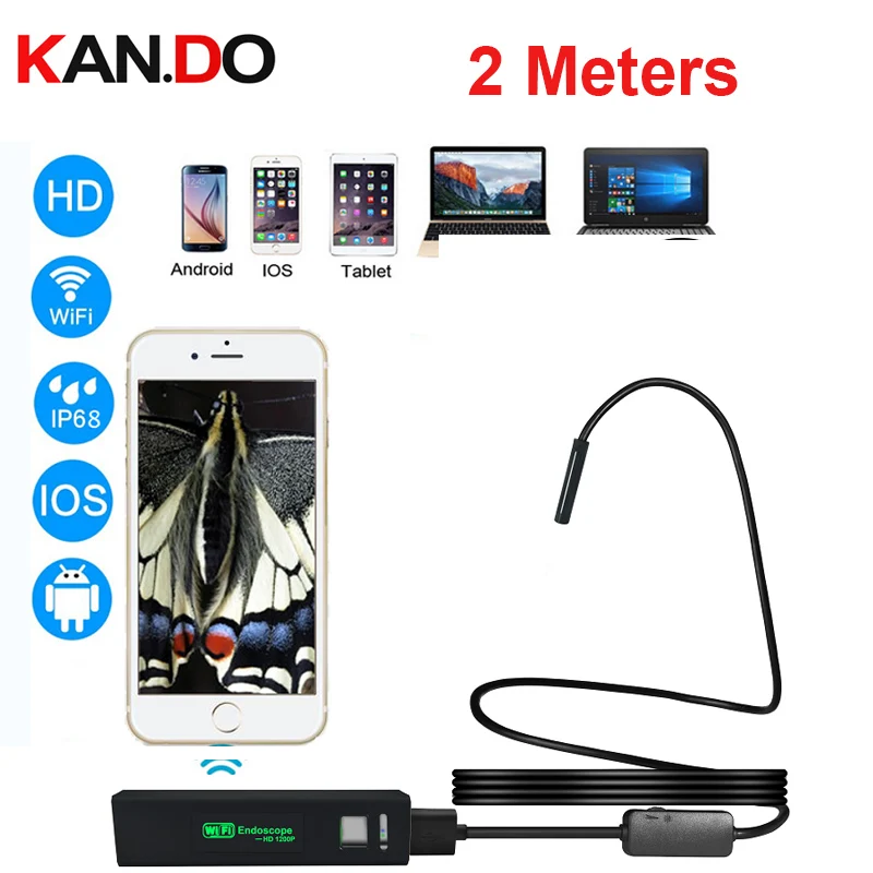 

2017 IP68 HD720 2Mete 8LED wifi inspection camera semi rigid cable endoscope for IOS,Mac,windows Endoscope Camera wifi Endoscope