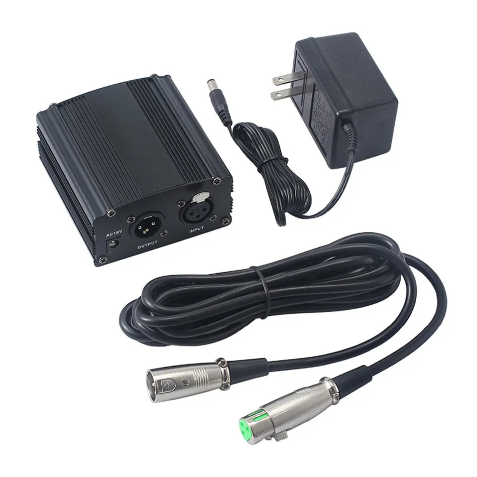 KEXU 1 канальный XLR фантомный блок питания 48 В для конденсаторного микрофона с