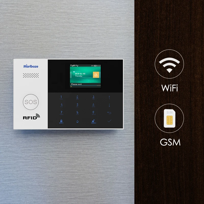 Marlboze Wi-Fi GSM GPRS Сигнализация приложение дистанционное управление RFID карта Arm снятие с цветным экраном кнопка SOS языки переключаемые