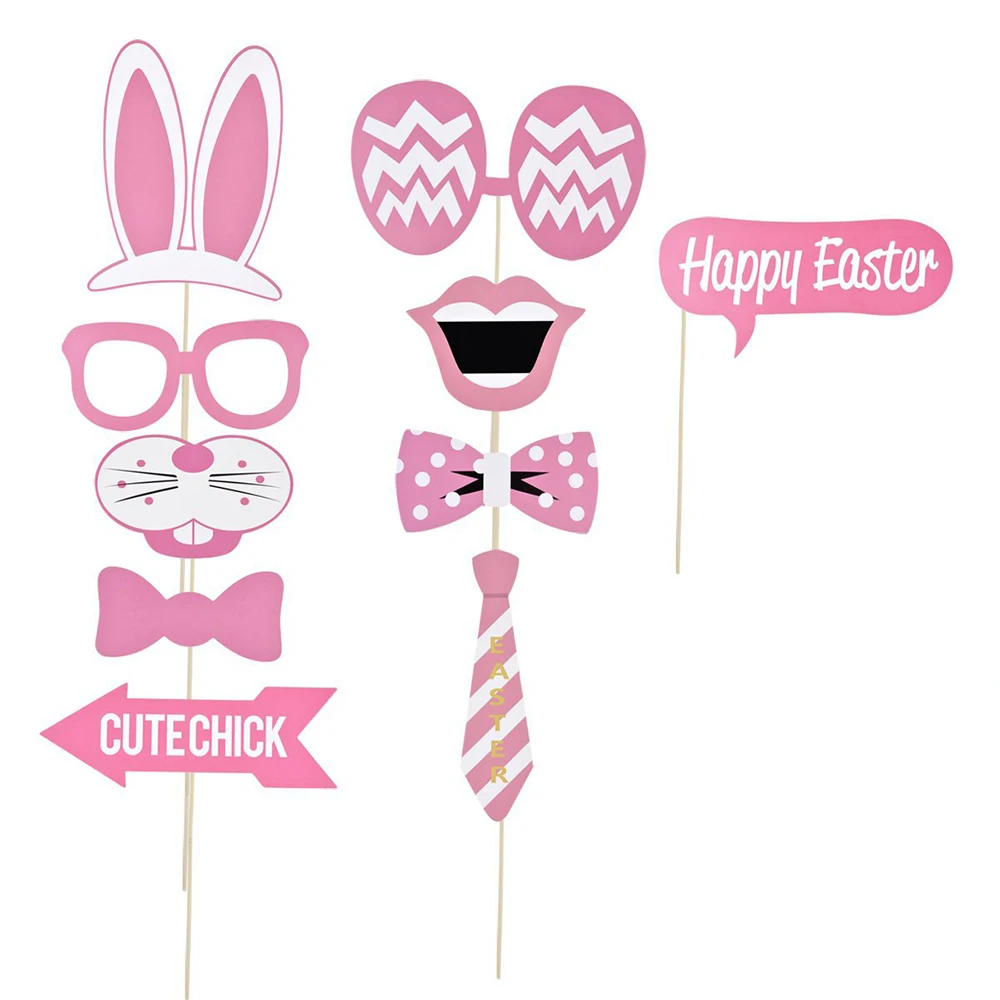

35PCS Easter Photo Booth Props Egg Rabbit Acessories Easter Event Favors Decoration Party Supplies