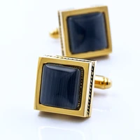 kflk brand mens shirt cuff button high quality square black opal cufflink wedding gift button 2017 new products guests