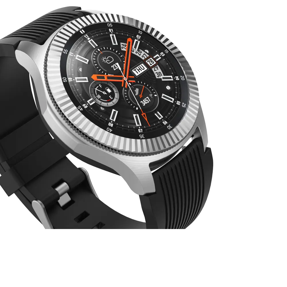 Замена Смарт-часы аксессуары для samsung Galaxy Watch 42 мм/46 мм, драгоценный камень кольцо клеющаяся крышка против царапин Металл для шестерни S3