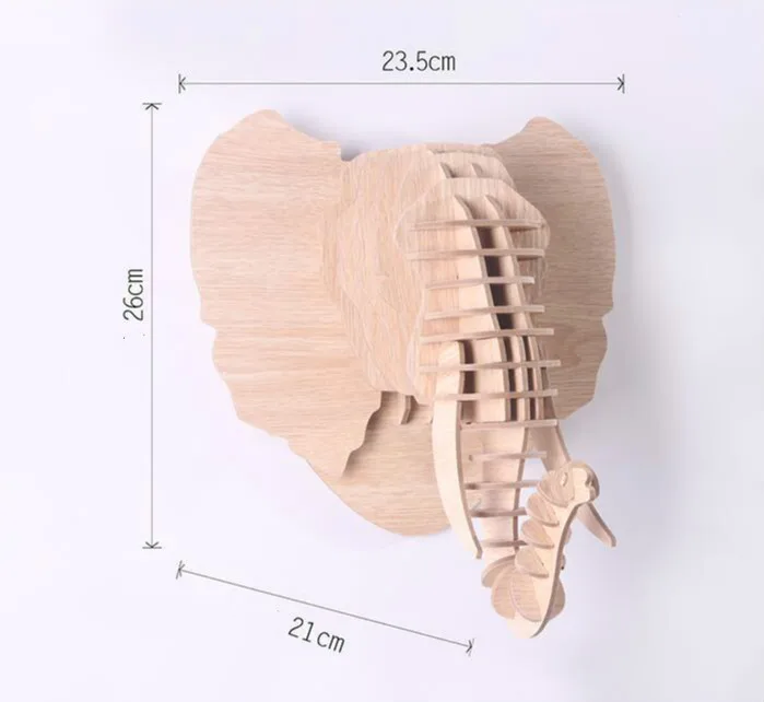 

Fashion Wall Decor 3D wooden Elephant Head -Animal figurines for Home DIY Picture Wall , Photo Frame