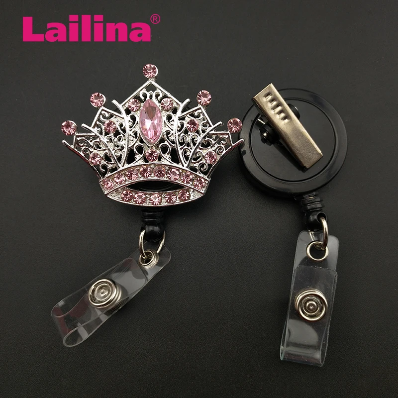 10 шт./лот выдвижной Бейдж в виде короны с розовыми стразами|badges lot|badge crownbadge pink |