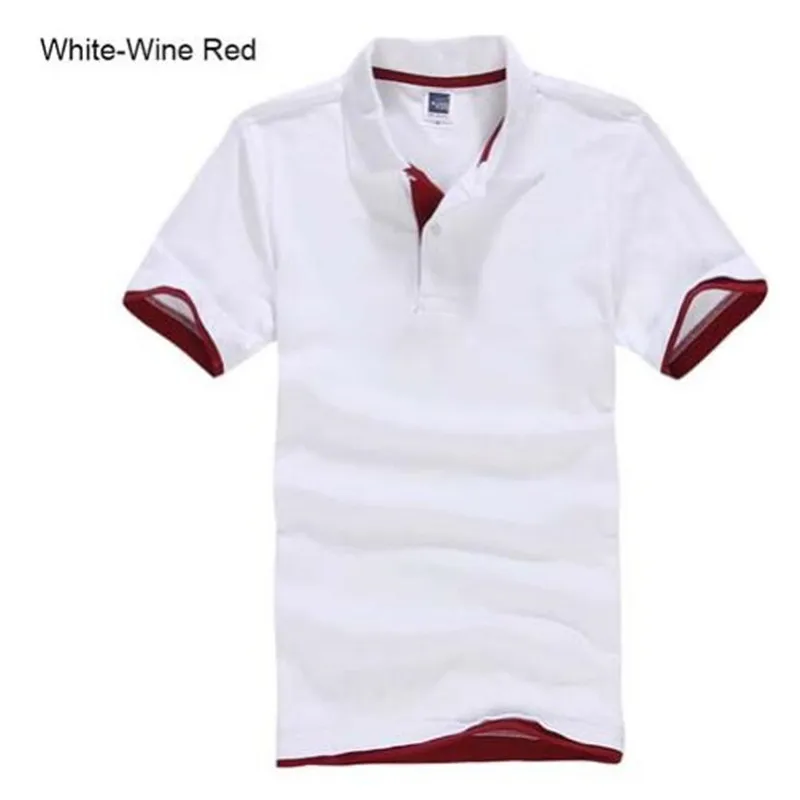 white red Плюс размер 3XL новая брендовая мужская рубашка поло высокого качества Мужская рубашка с короткими рукавами из 65% хлопка брендовые майки летние мужские рубашки поло - Цвет: white red