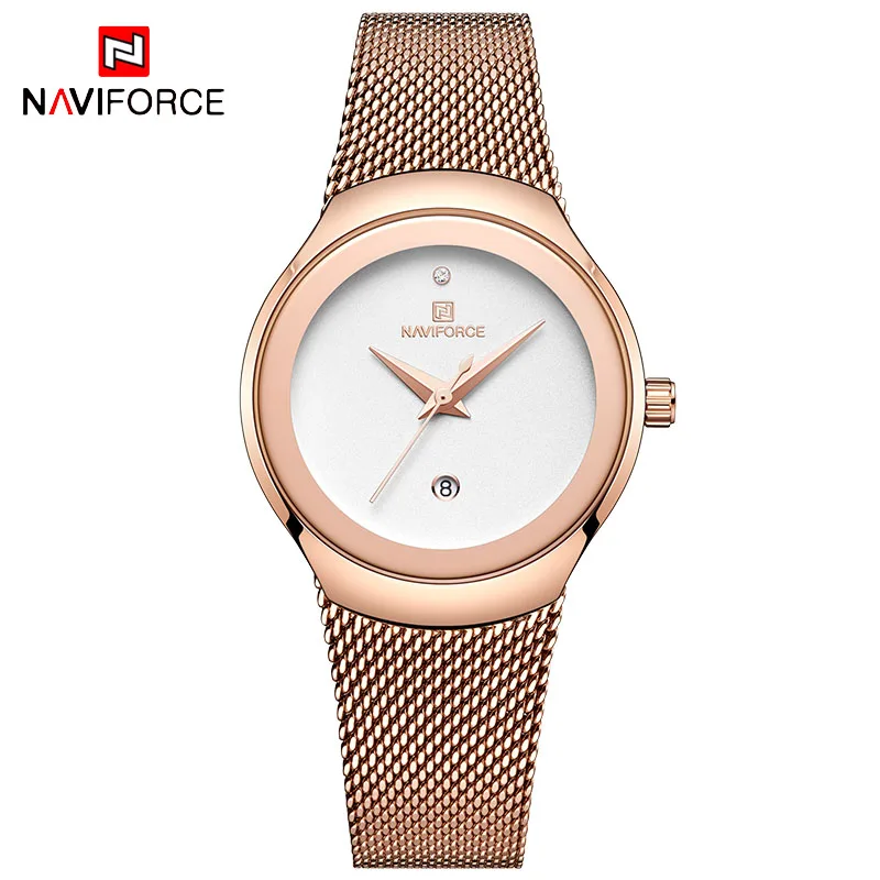 RGW NAVIFORCE, роскошные Брендовые Часы, женская мода, платье, кварцевые часы, дамские, полностью стальная сетка, ремешок, простые, для девушек, часы, Relogio Feminino - Цвет: RGW