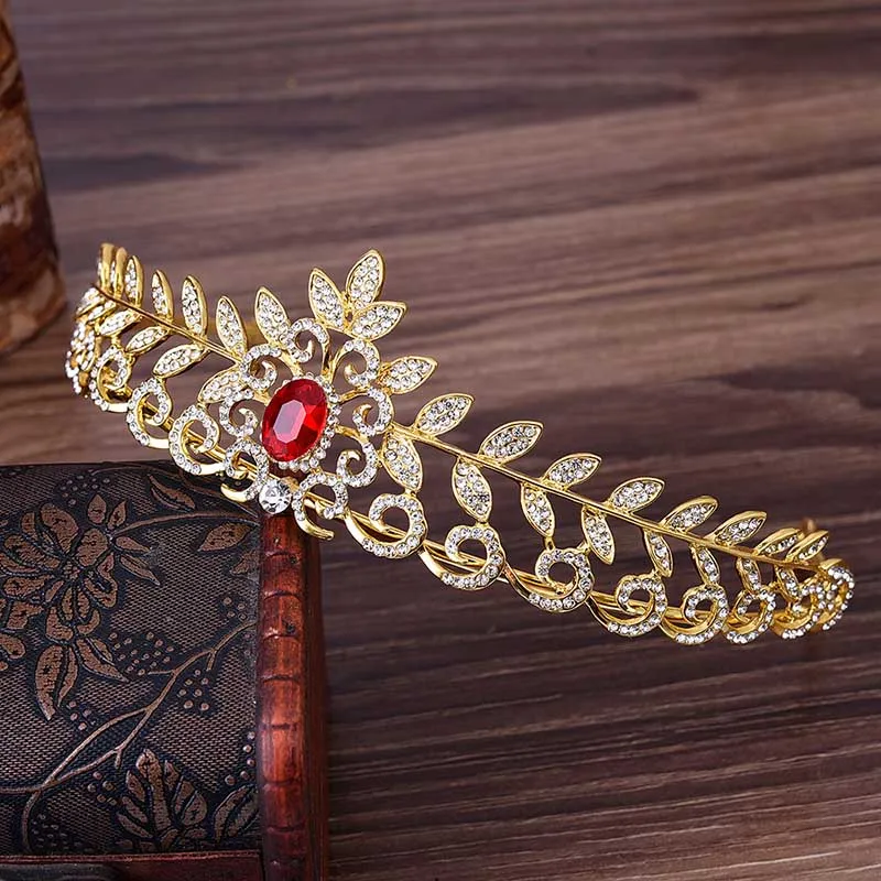 Модные тиары и короны Стразы в форме листьев невесты головной убор диадема