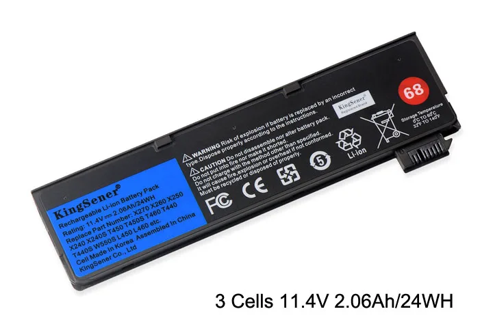 KingSener ноутбука Батарея для lenovo ThinkPad X240 T440S T440 X250 T450S X260 S440 S540 45N1130 45N1131 45N1126 45N1127 3 сотового - Цвет: 3Cells 2.06Ah 24wh