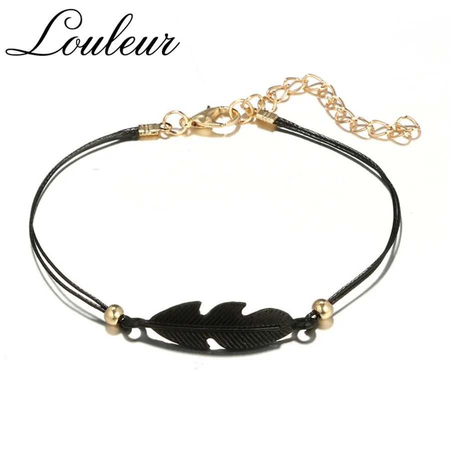 Louleur 4 шт./компл. Модный богемный браслет с узлом в форме листа цепочка шармом