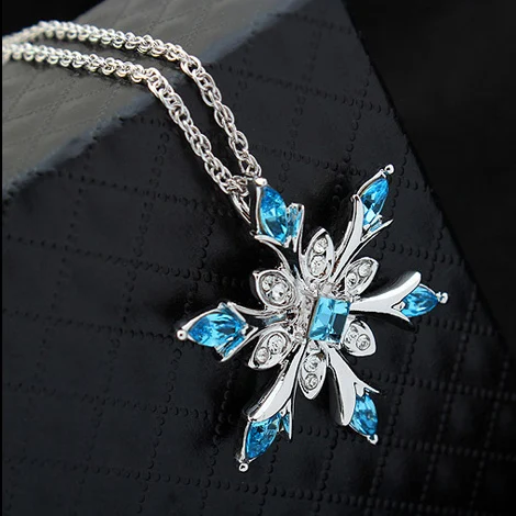 Новые ожерелья с подвеской в виде снежинки кристаллы Swarovski женское колье