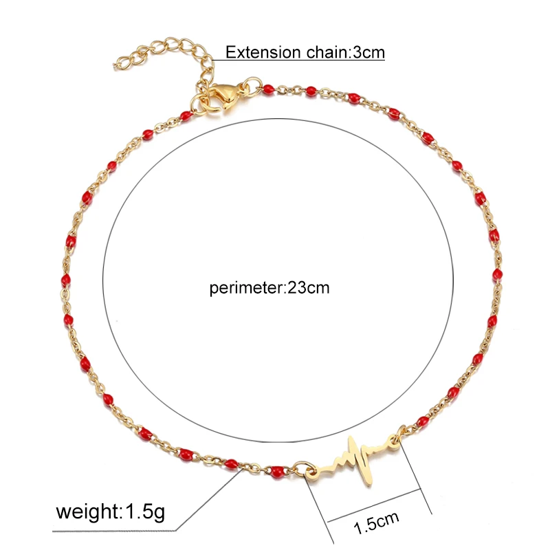 Fashion Colorful Stainless Steel Anklet Women's Beads Gold Pendant Barefoot Sandals Beach Bracelet Foot Jewelry Accessories