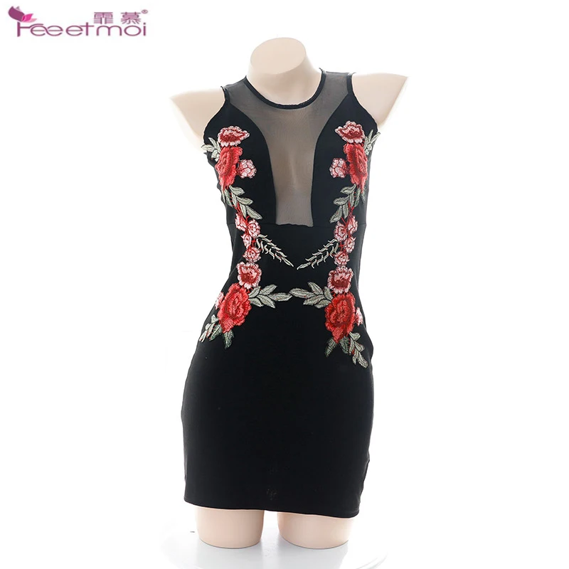 Cheongsam сексуальное женское нижнее белье с вышивкой глубокий u образный вырез