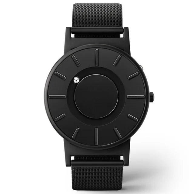 1Ball Black EUTOUR, часы с магнитным шаром для шоу, мужские холщовые часы с кожаным ремешком, мужские наручные часы, модный браслет, водонепроницаемые кварцевые часы, мужские часы - Цвет: 1Ball Black