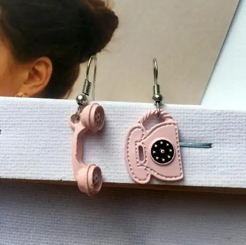 pink Оригинальные Асимметричные Висячие серьги для женщин и девочек, милые серьги карамельного цвета, вечерние ювелирные изделия, забавные подарки - Окраска металла: pink