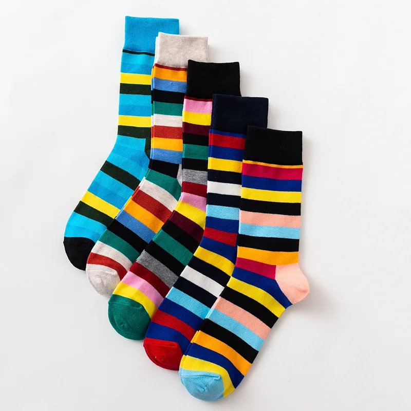 Trend men's socks new fashion colorful striped tube autumn and winter cotton | Мужская одежда