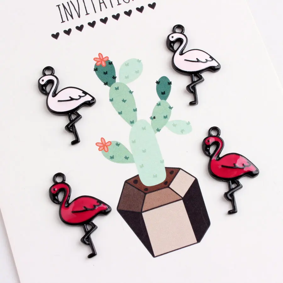 

Daisies 10pcs All Enamel Flamingo Small Charm Pendants For Jewelry Making Handmade DIY Accessories
