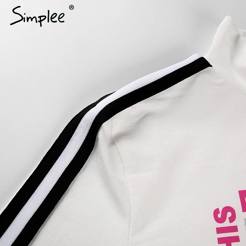 Simplee Водолазка с длинным рукавом женские хлопковые топы боковой полосой персонаж