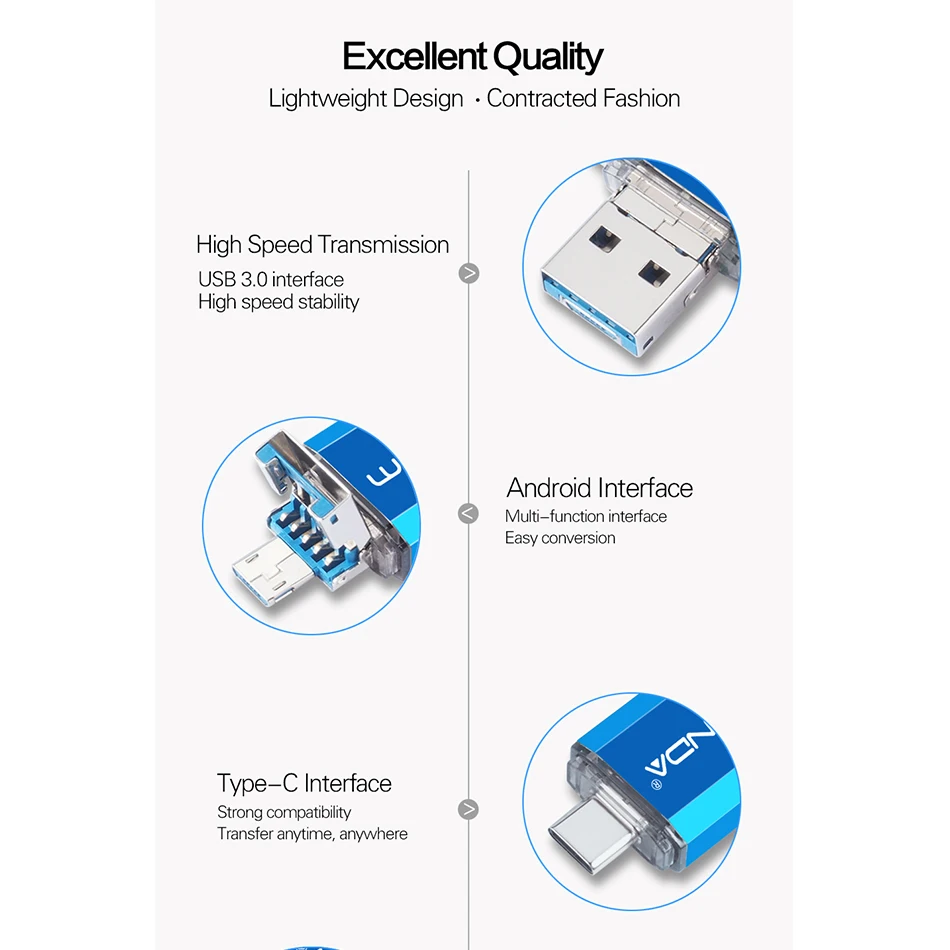 Wansenda OTG 3 в 1 USB флеш-накопители USB3.0& type-C& Micro USB 256 ГБ 128 Гб 64 Гб 32 Гб 16 Гб флешки двойной флеш-накопитель Cle USB