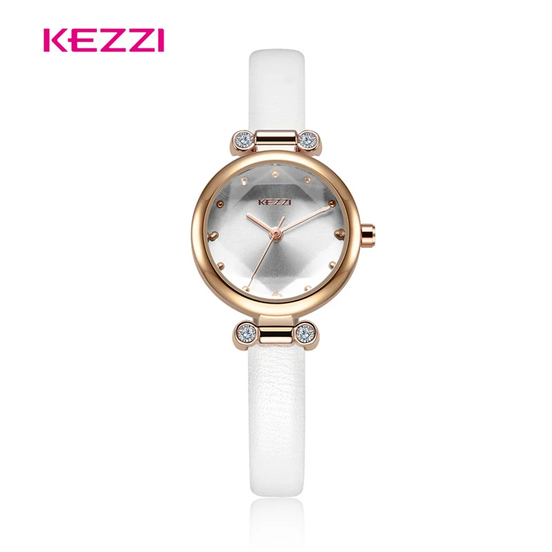 Kezzi брендовые Роскошные наручные часы с бриллиантами и кожаным ремешком женские