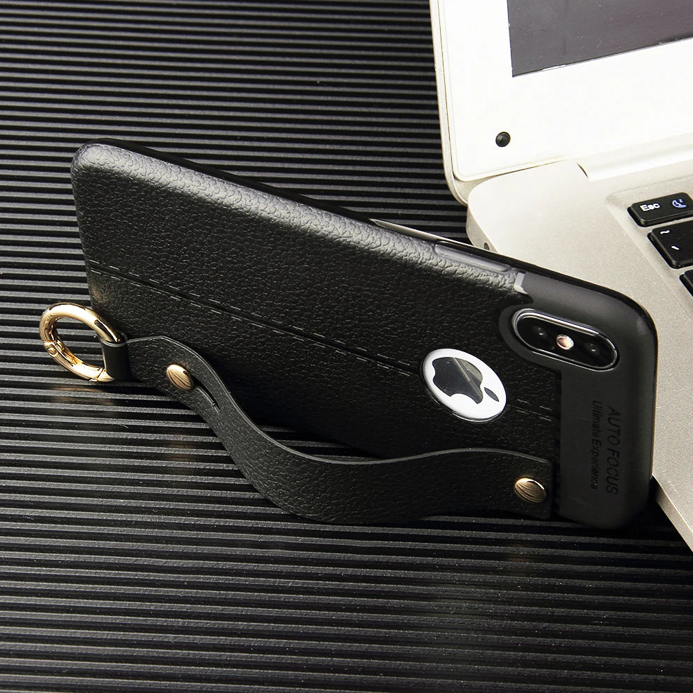 Litchi leather wrist strap for iphone 6 6s 6plus 7 8 7plus 8plus mobile phone case iPhone x xr xsmax back cover |