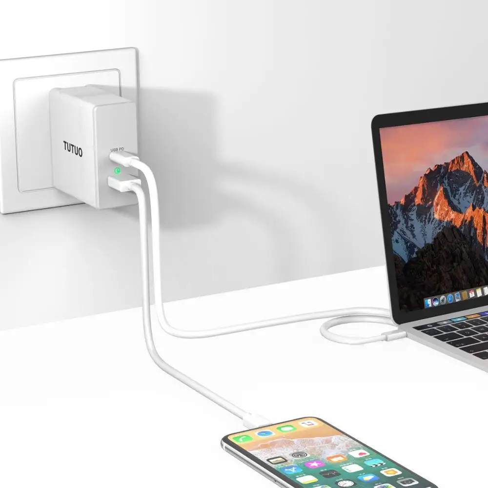 Адаптер типа C PD 60 Вт Быстрое Зарядное устройство USB EU US UK для мобильных телефонов
